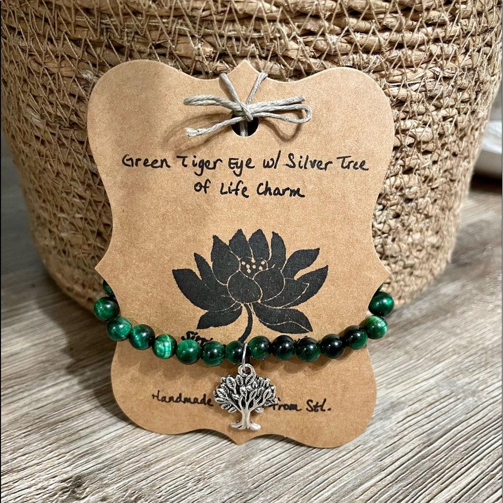 Green Tiger Eye w/ Tree of Life Charm